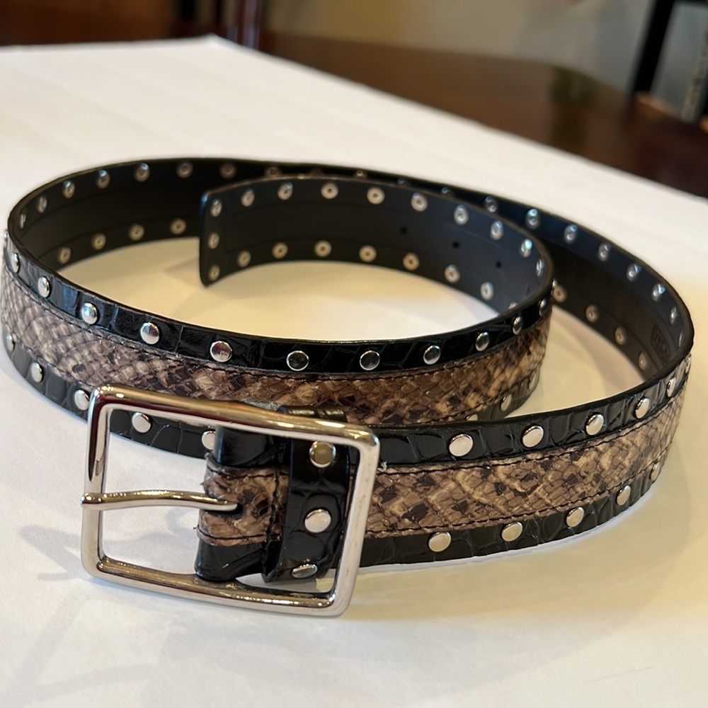 WCM Belt Genuine Italian Leather with studs new without tag size Medium